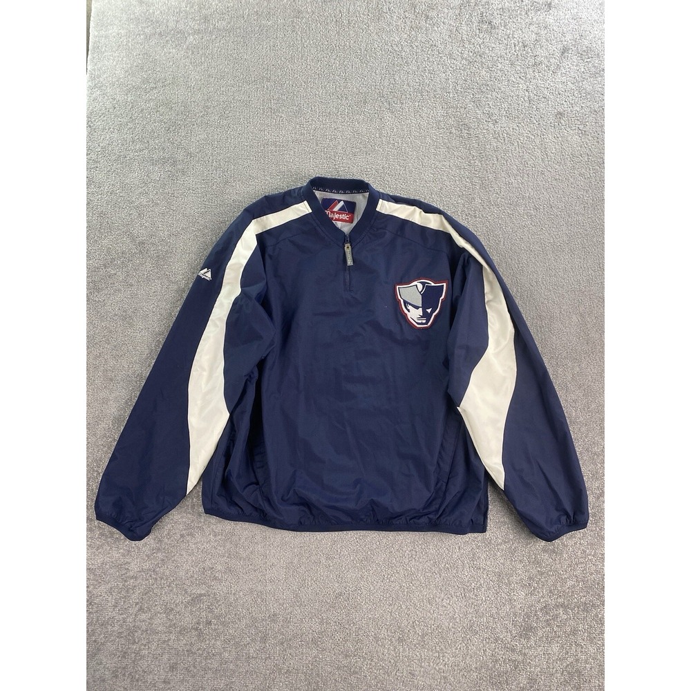 Vintage New England Patriots Jacket Men Extra Large Blue Majestic Windbreaker A